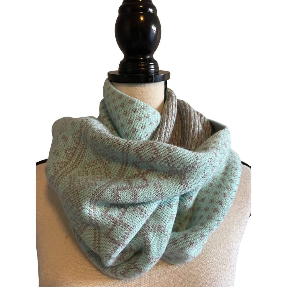 New York & Company Mint Greenβ & Gray Fair Isle Infinity Scarf NWT
